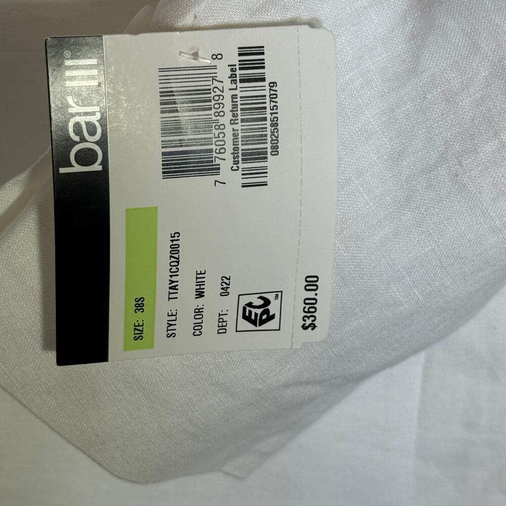 Bar III Men's Slim-Fit White 100% Linen Suit Jacket white 38S $360 - Picture 5 of 9